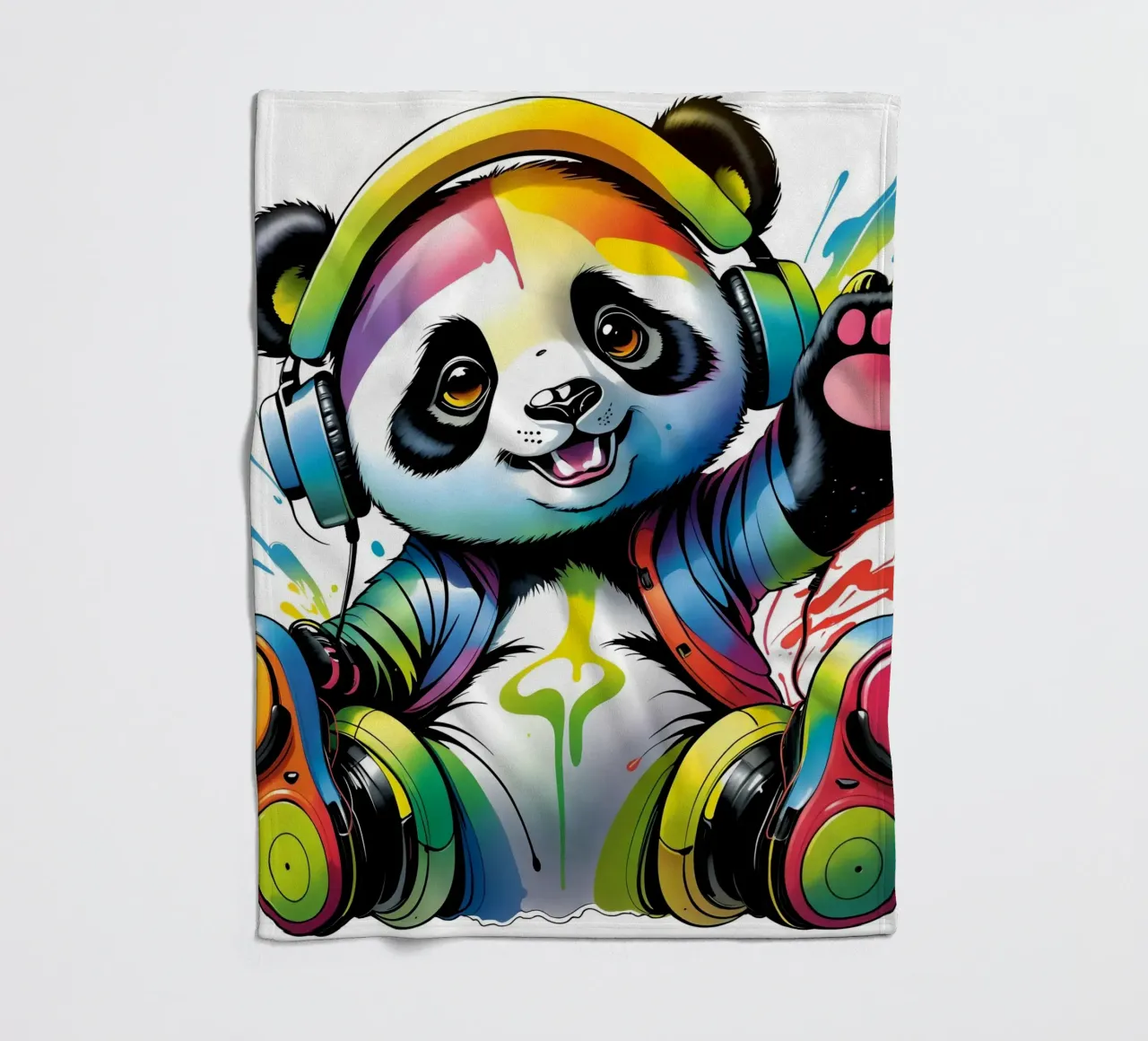 Piccolo panda con cuffie coperta in pile da MakArena