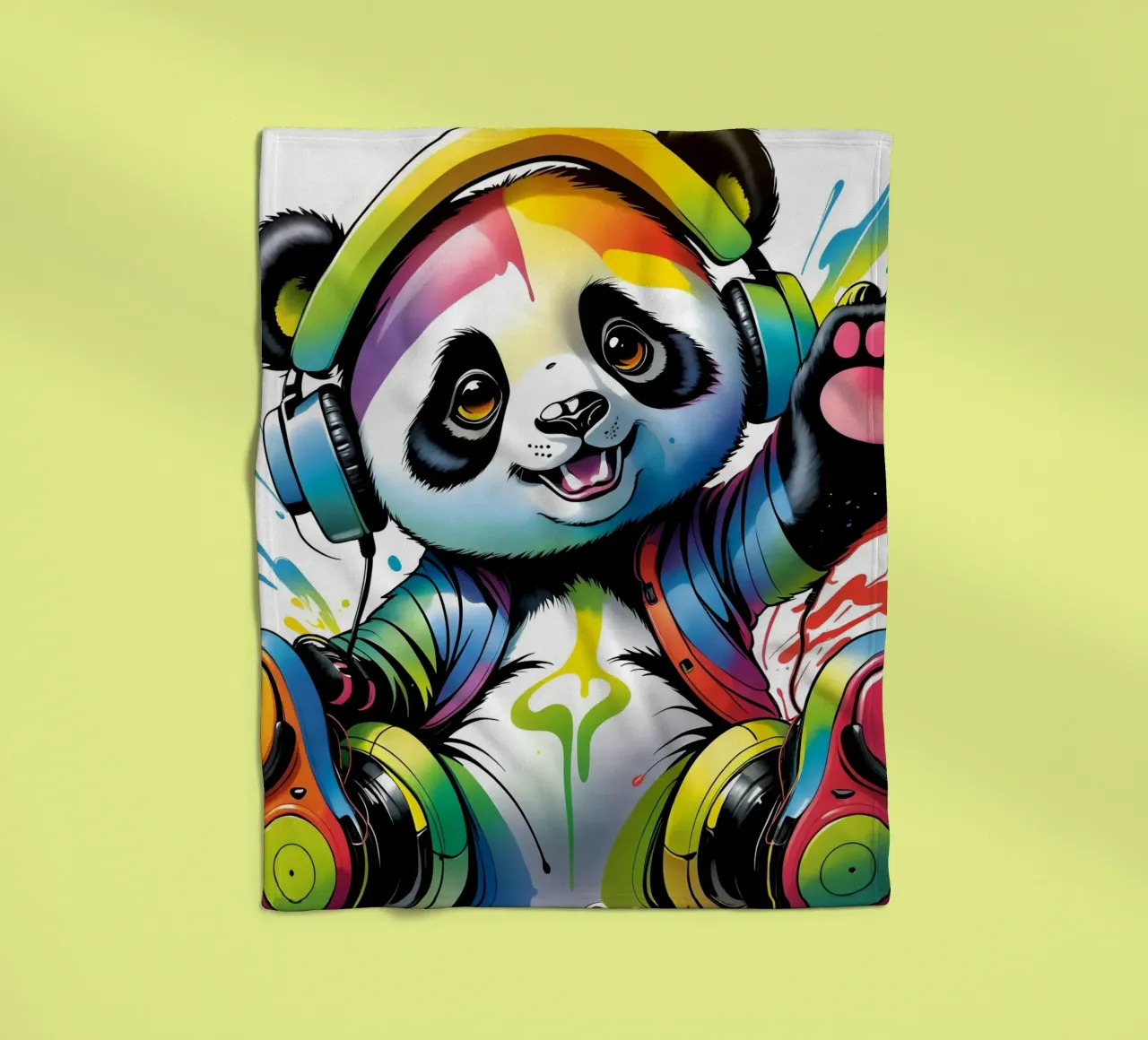Piccolo panda con cuffie coperta in pile da MakArena