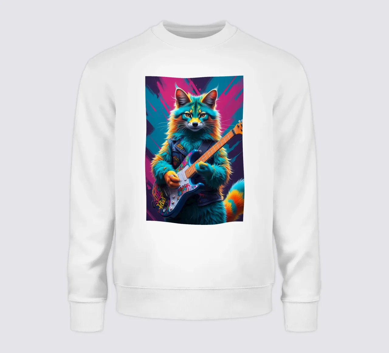 Colorful foxy play guitar sweatshirt by MakArena
