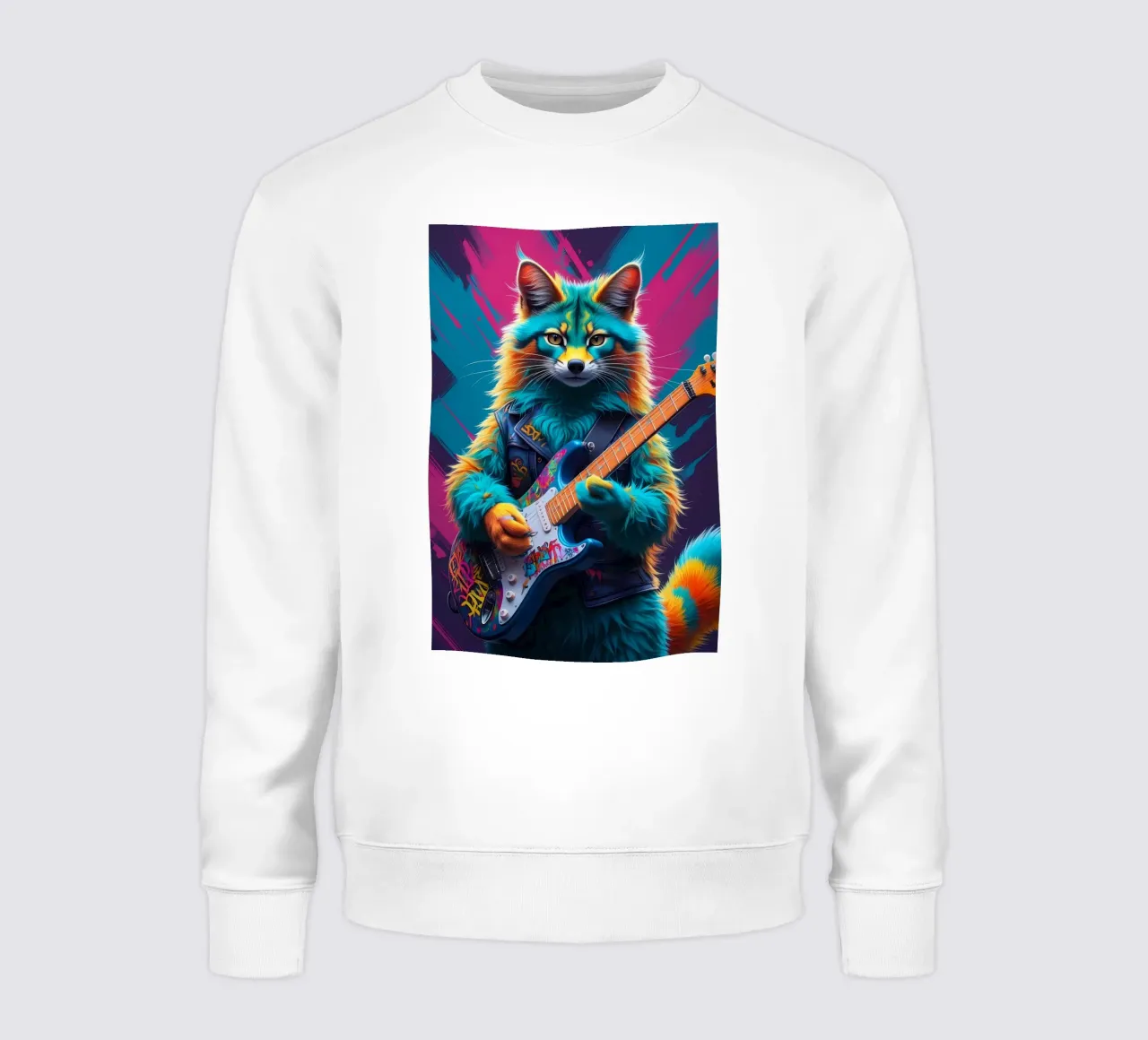 Le renard coloré joue de la guitare sweat de MakArena