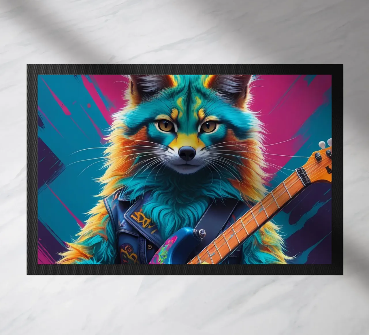 Bunter Fuchs spielt Gitarre Fußmatte von MakArena