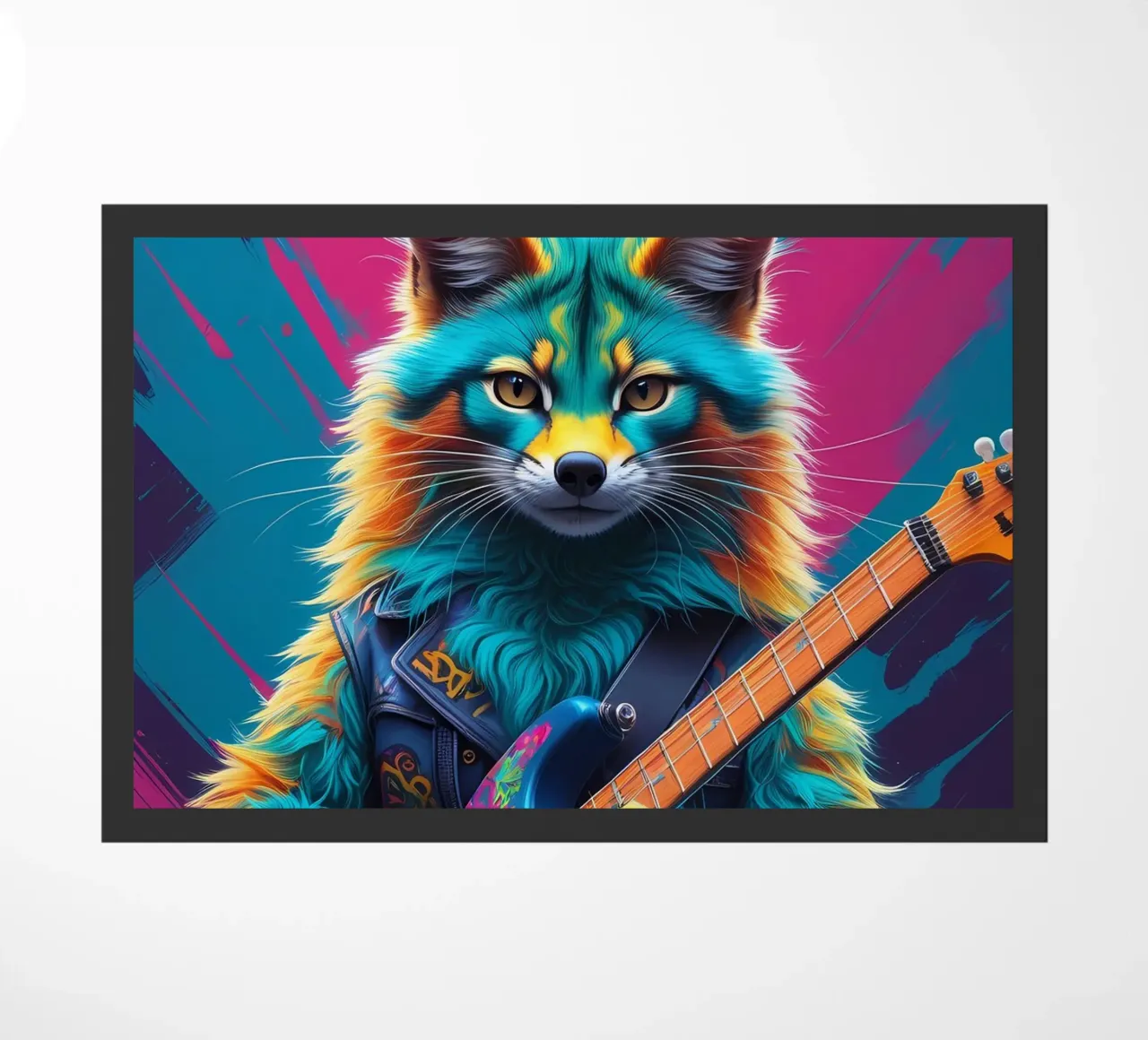 Bunter Fuchs spielt Gitarre Fußmatte von MakArena