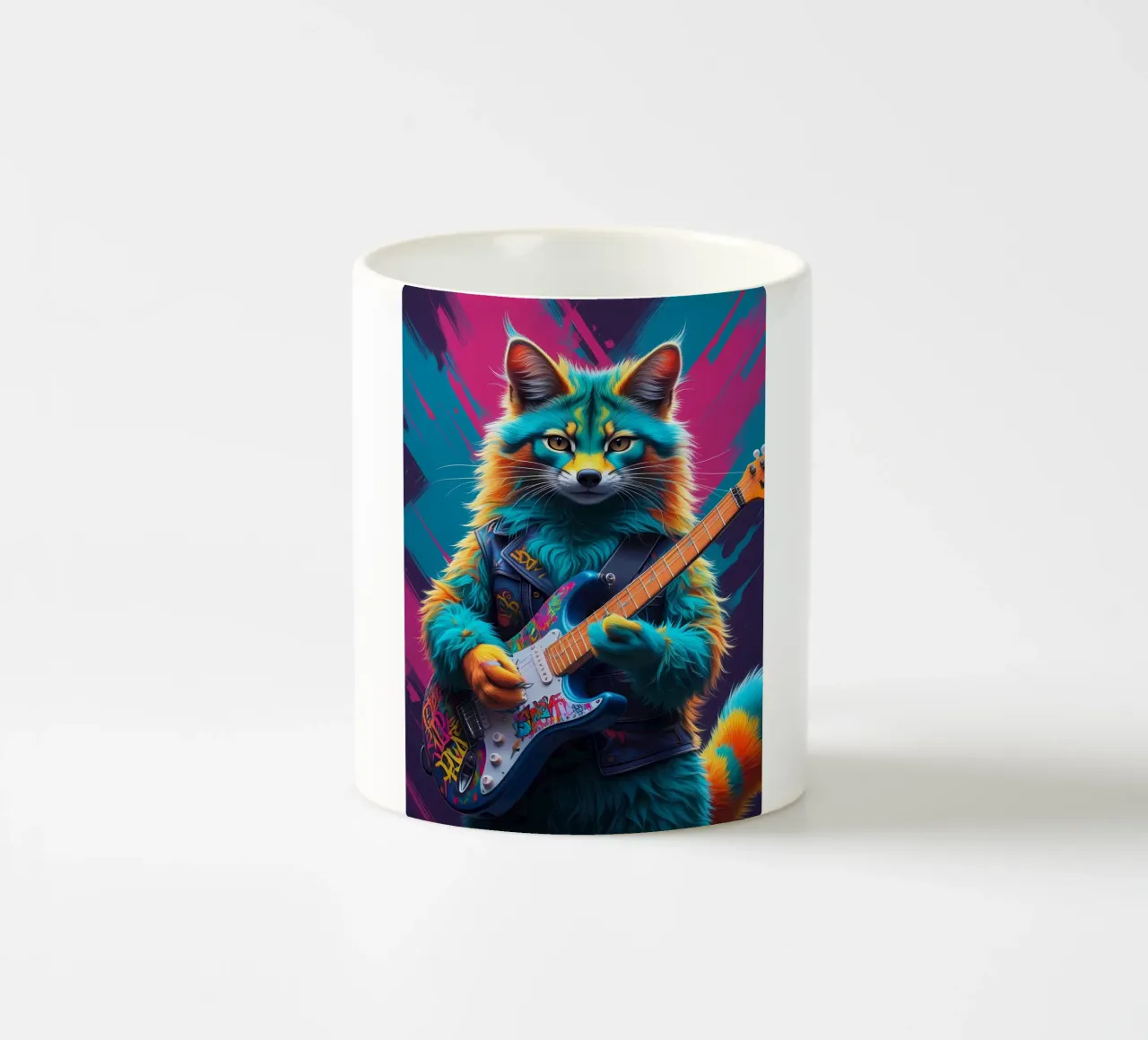 Volpe colorata suonare la chitarra tazza in ceramica da MakArena