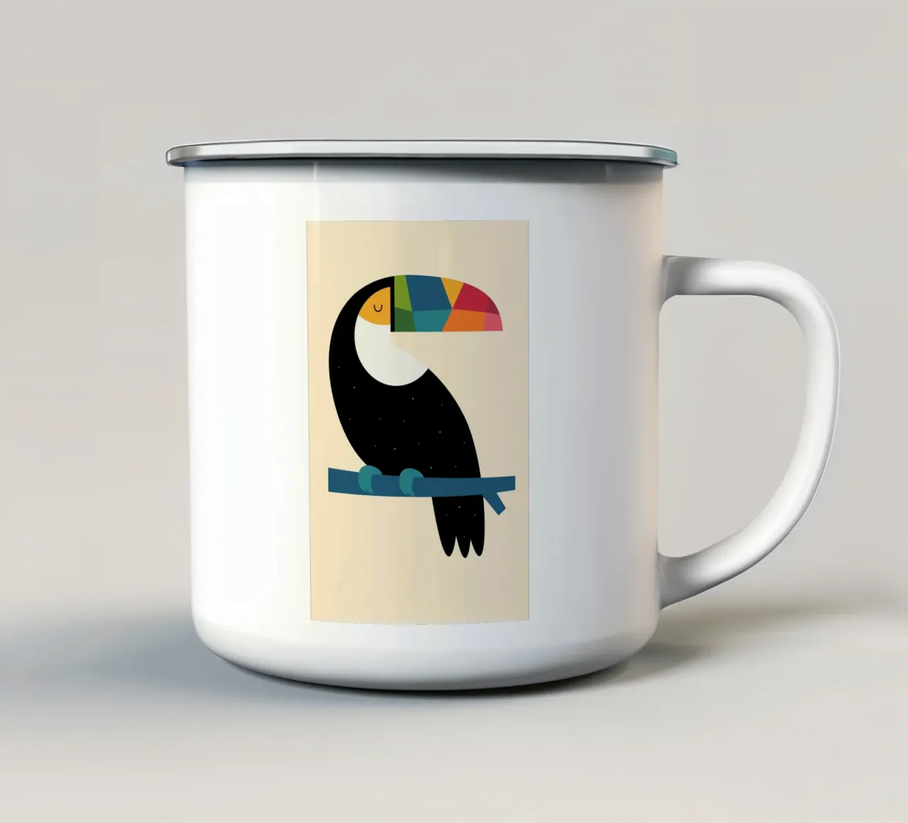 Tucán arco iris taza de esmalte de Andy Westface