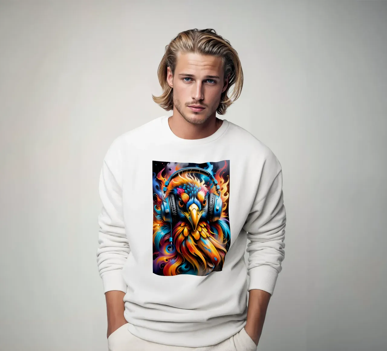 Phoenix in koptelefoon sweatshirt van MakArena