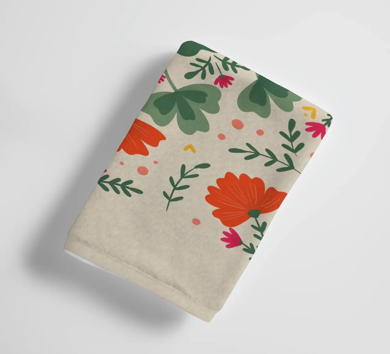 Trifogli e fiori - verde e beige asciugamano da bagno da Wackapacka