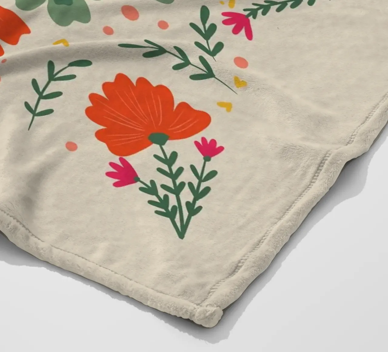 Trifogli e fiori - verde e beige coperta in pile da Wackapacka