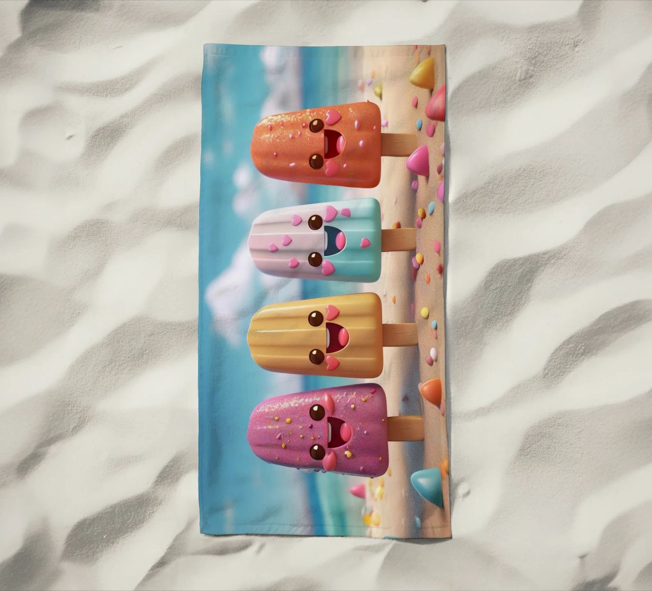 Sparkly Kawaii Ice Pops Beach Towel toalla de playa de Hightown Design