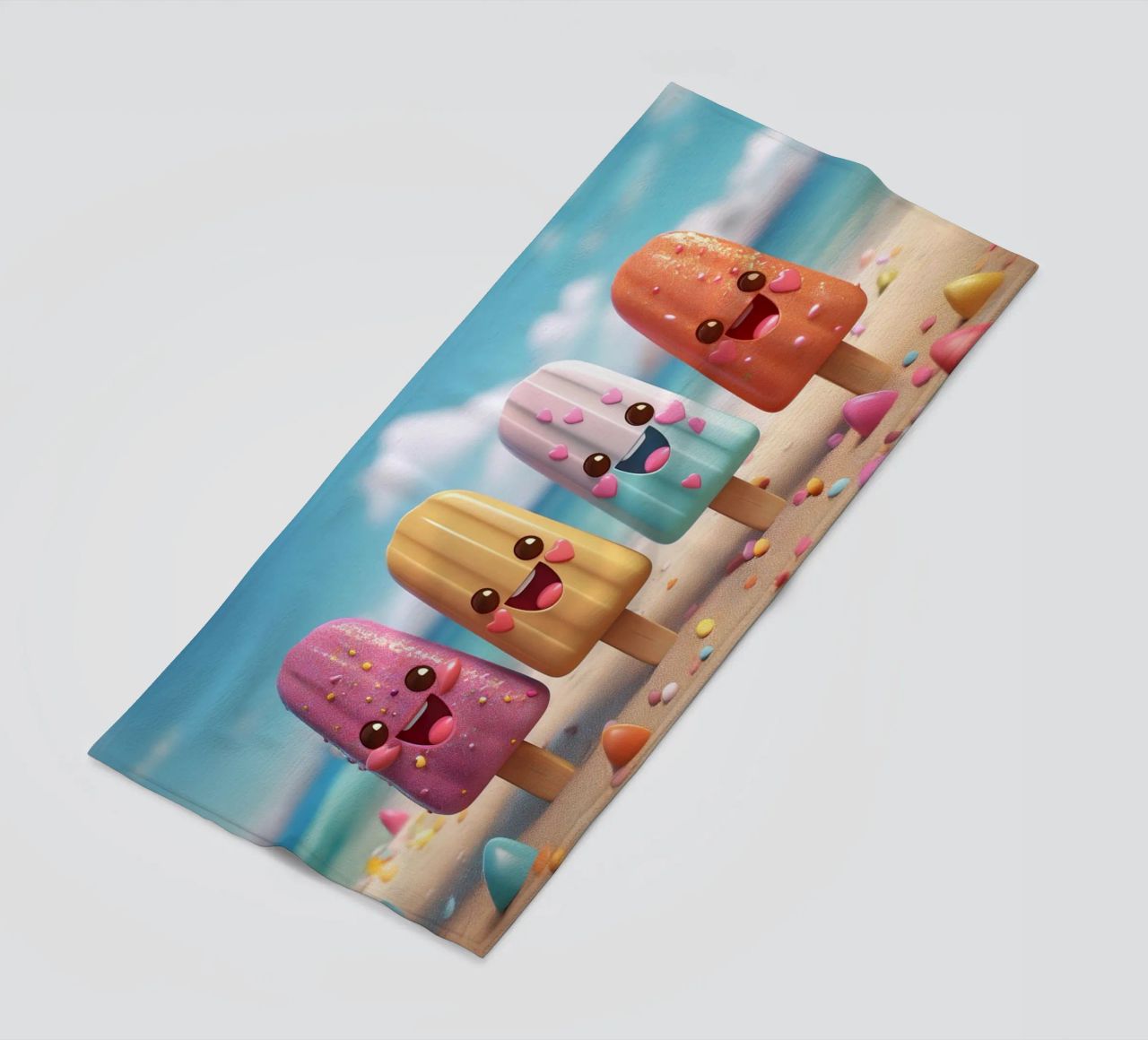 Sparkly Kawaii Ice Pops Beach Towel toalla de playa de Hightown Design