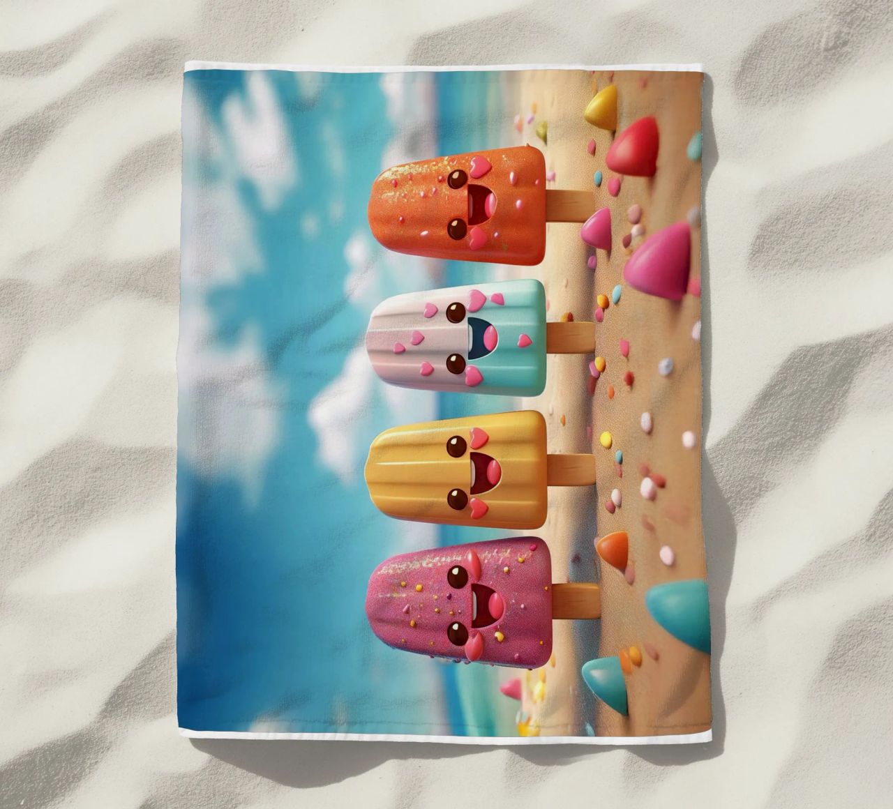 Sparkly Kawaii Ice Pops Beach Towel toalla de playa de Hightown Design
