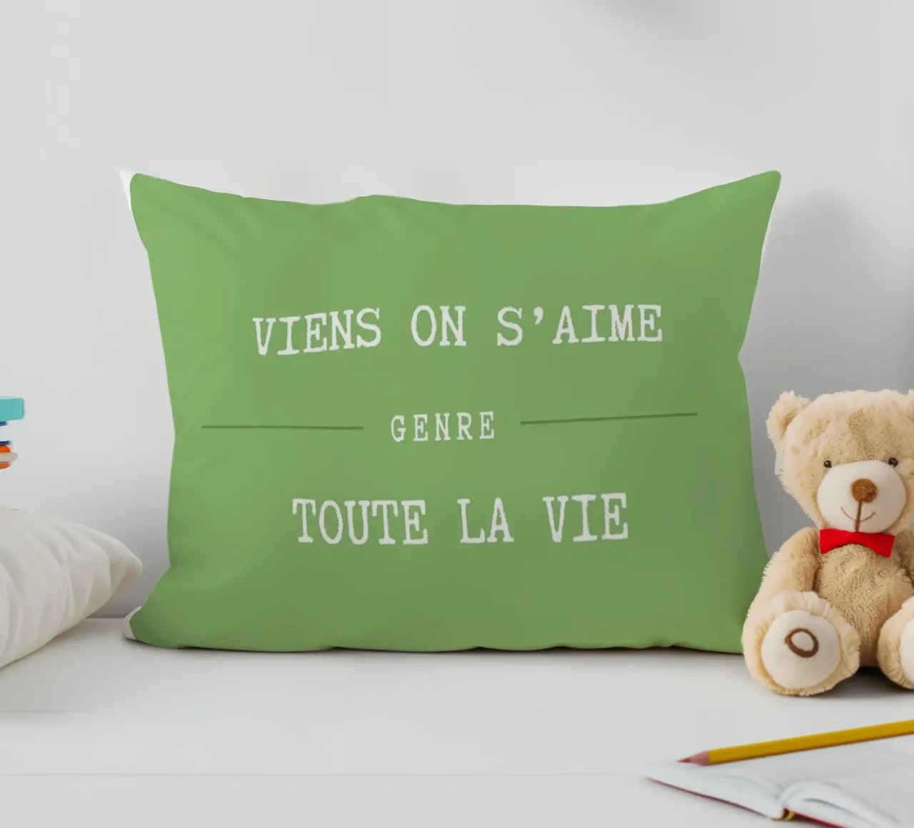 Viens on s'aime (vert) cojín de Idées & Création