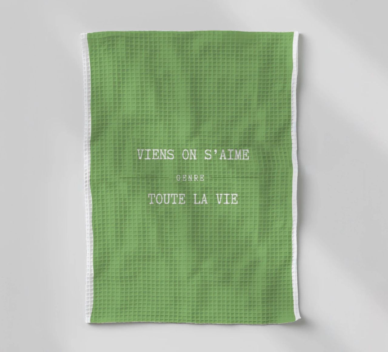 Viens on s'aime (vert) canovaccio da cucina da Idées & Création