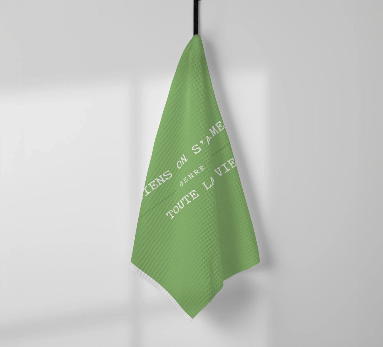 Viens on s'aime (vert) canovaccio da cucina da Idées & Création