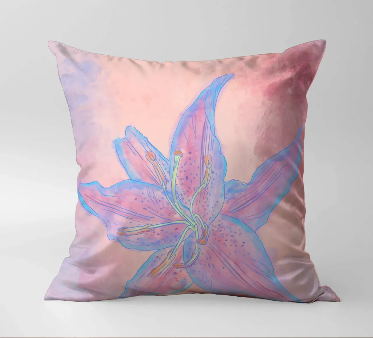 Hibiscus flower for a tropical vibes, colorful & psychedelic cuscino da janine.aigner.work