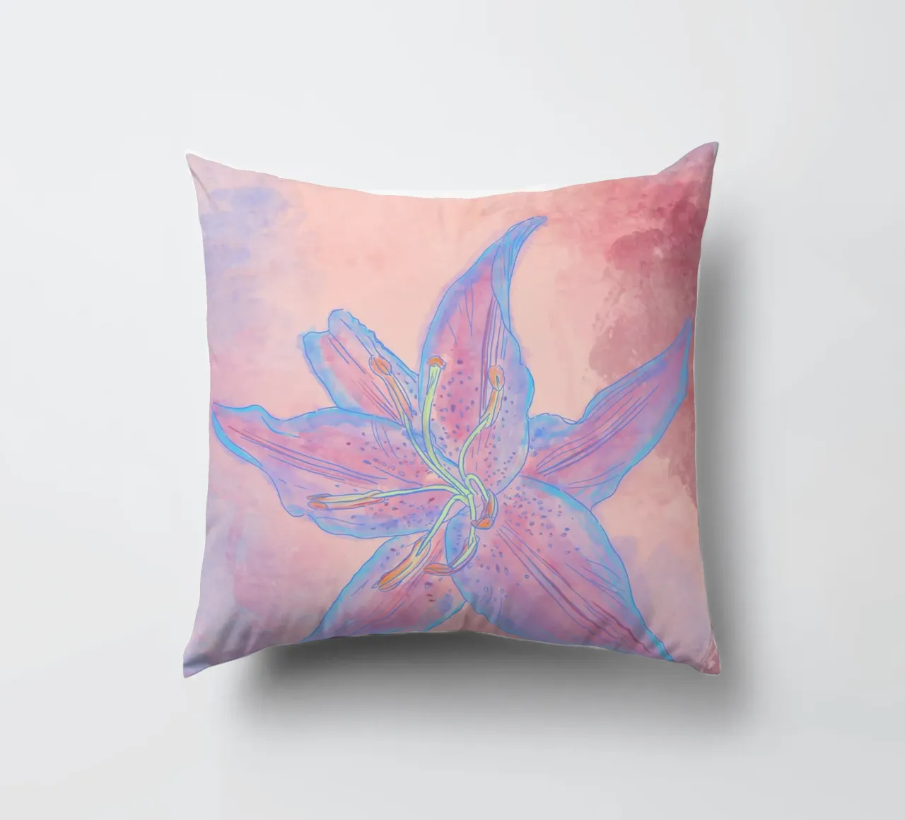 Hibiscus flower for a tropical vibes, colorful & psychedelic cuscino da janine.aigner.work