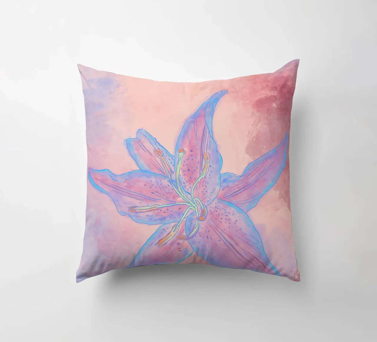 Hibiscus flower for a tropical vibes, colorful & psychedelic cuscino da janine.aigner.work