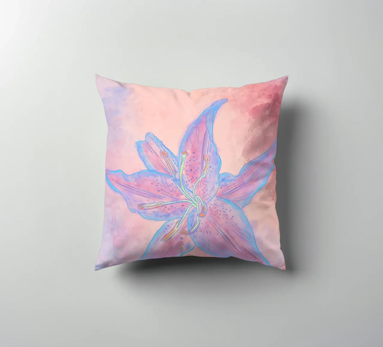 Hibiscus flower for a tropical vibes, colorful & psychedelic cuscino da janine.aigner.work