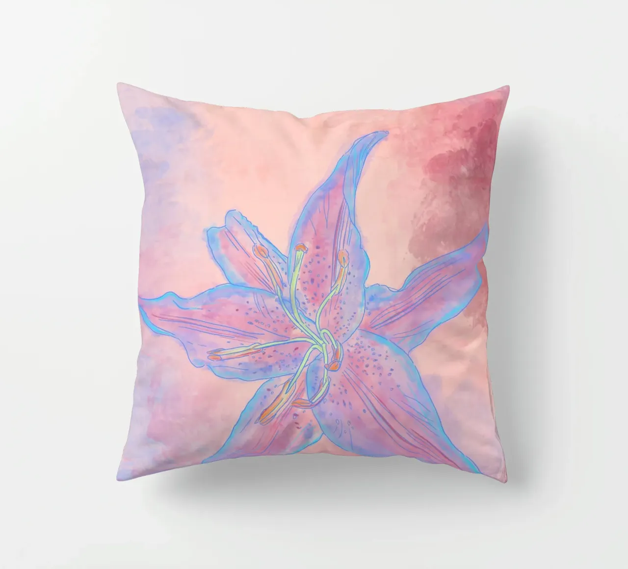 Hibiscus flower for a tropical vibes, colorful & psychedelic cuscino da janine.aigner.work