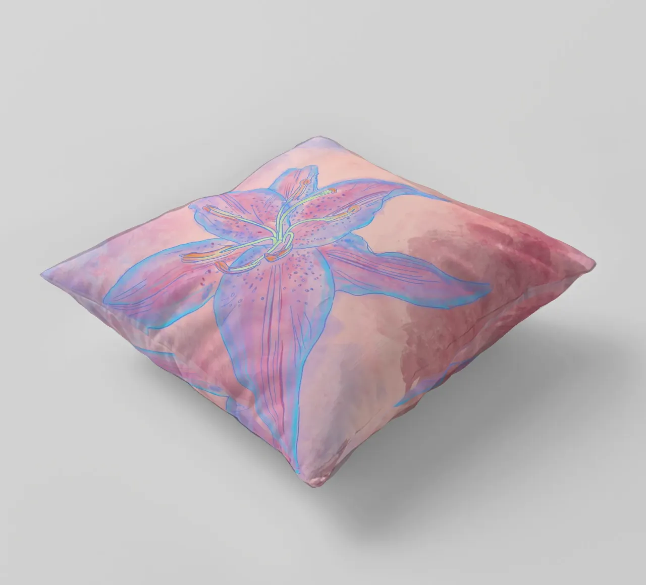 Hibiscus flower for a tropical vibes, colorful & psychedelic cuscino da janine.aigner.work