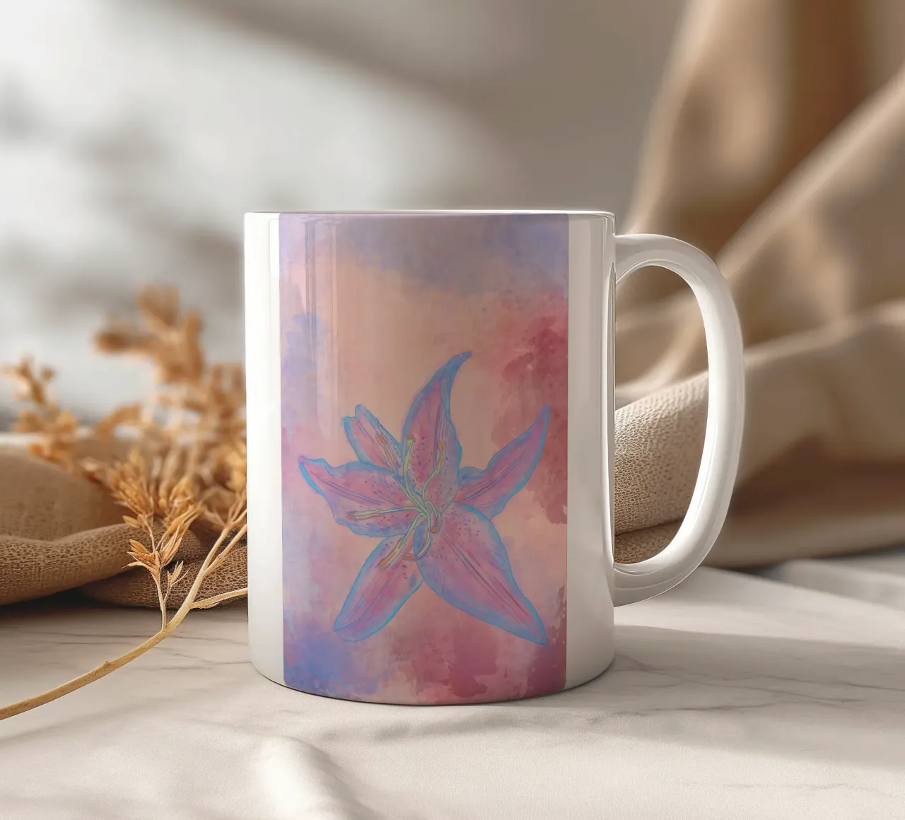 Hibiscus flower for a tropical vibes, colorful & psychedelic tazza in ceramica da janine.aigner.work