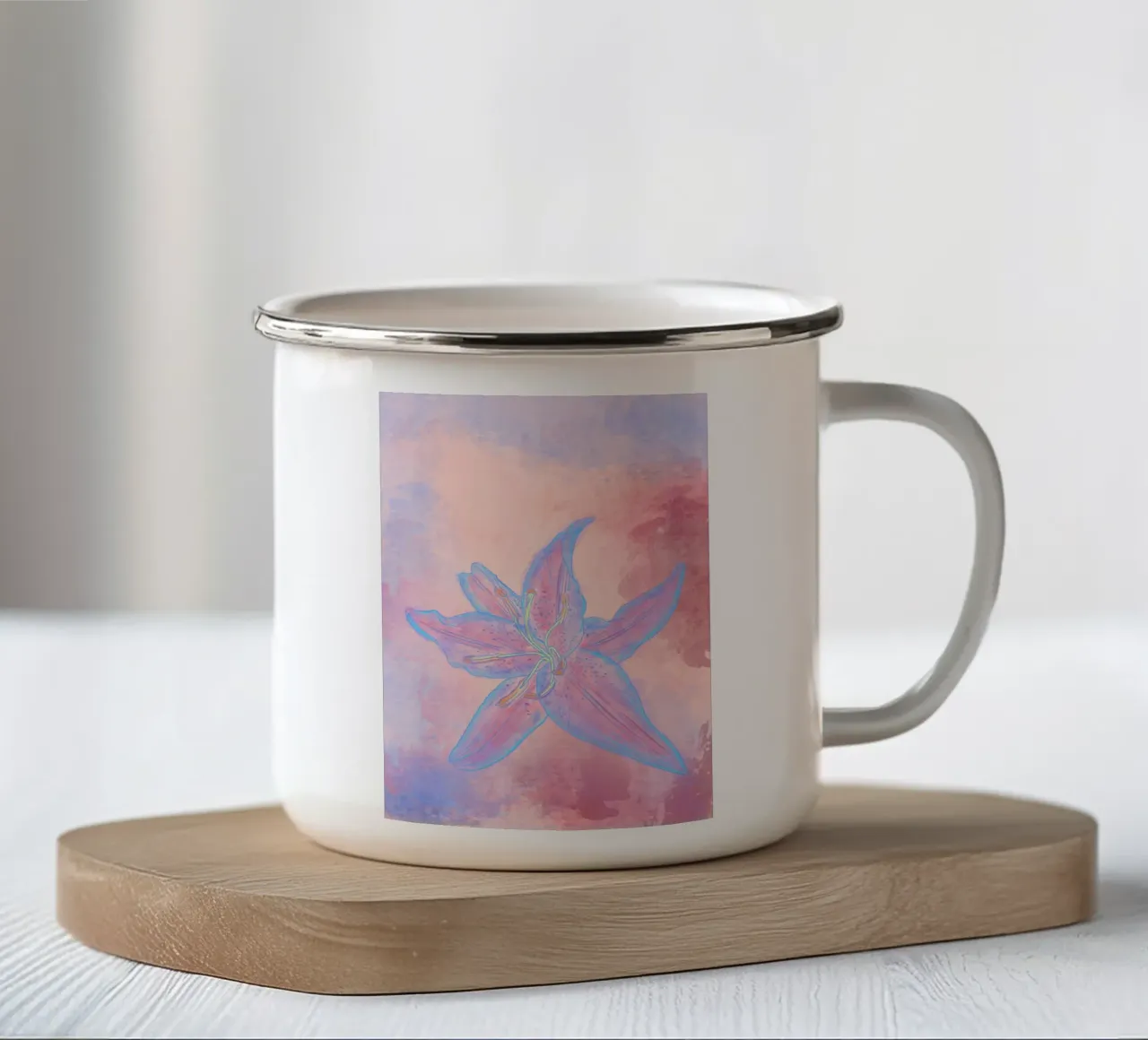 Hibiscus flower for a tropical vibes, colorful & psychedelic tazza in smalto da janine.aigner.work