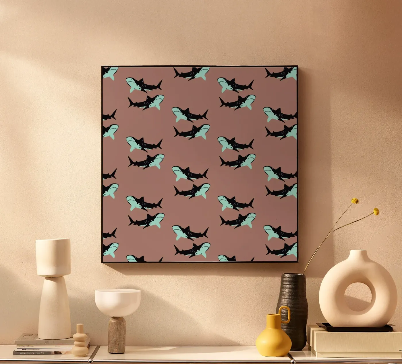 Blue Sharks plexiglass da Mariery Young