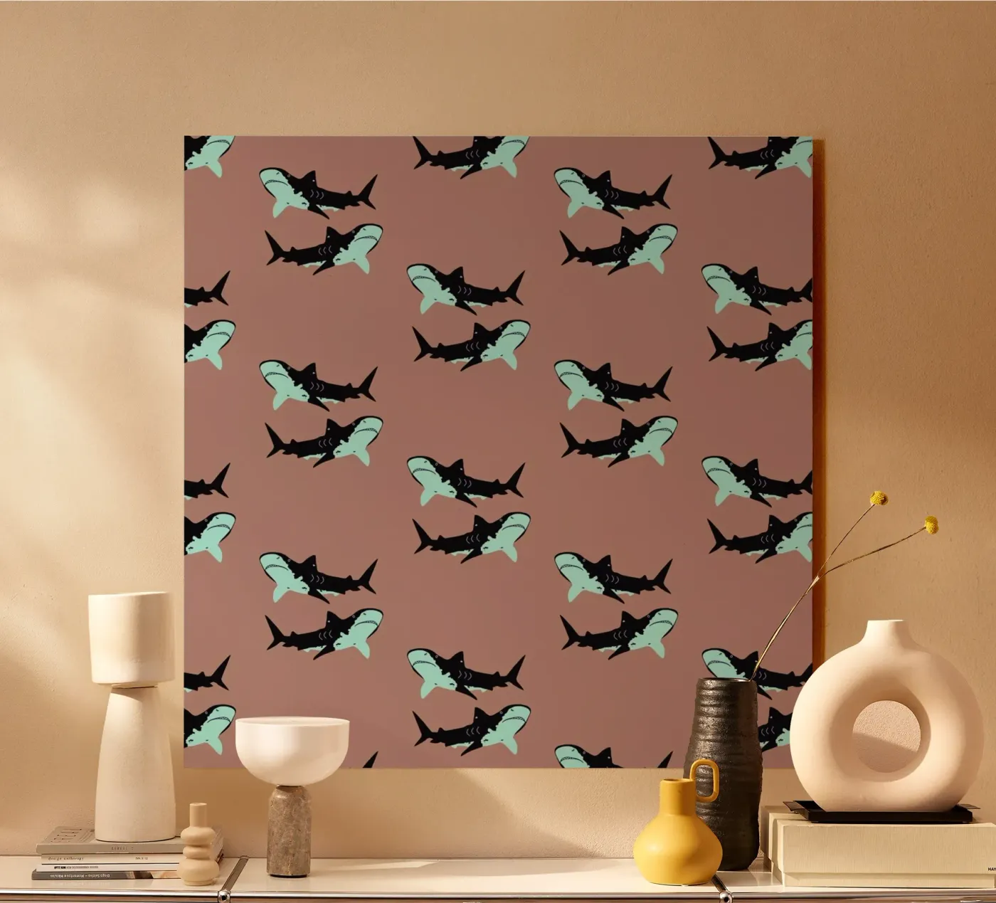 Blue Sharks plexiglass da Mariery Young