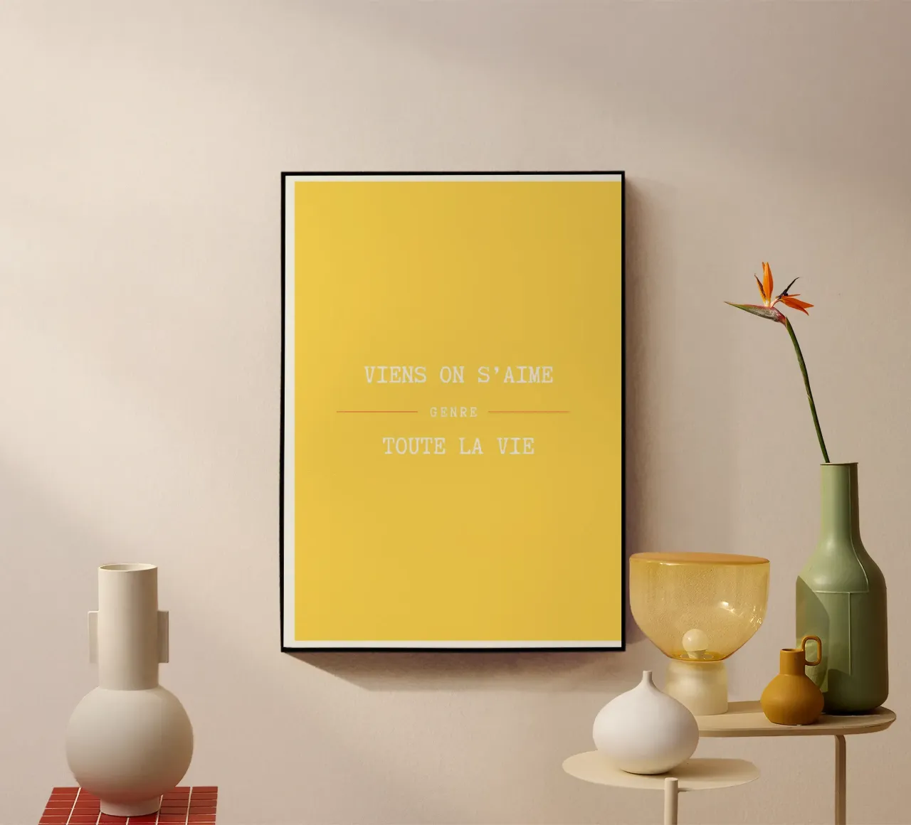 Viens on s'aime (Jaune) Acryl-Glas von Idées & Création