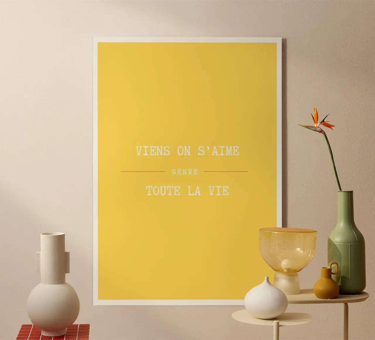 Viens on s'aime (Jaune) acrylic glass by Idées & Création