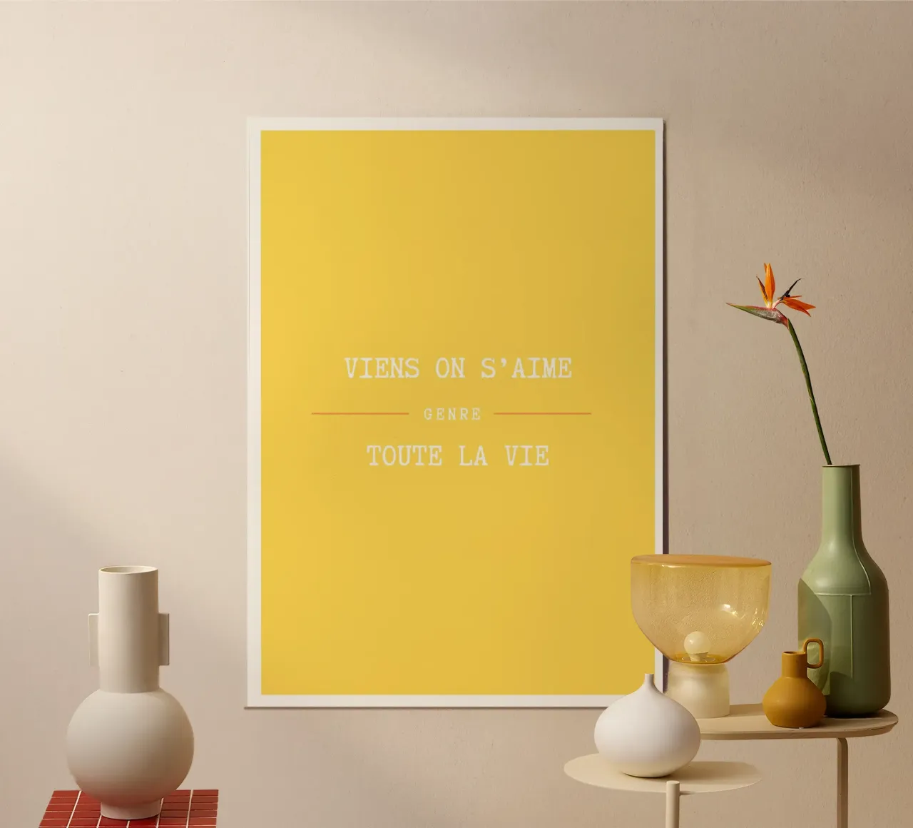 Viens on s'aime (Jaune) aluminio dibond de Idées & Création