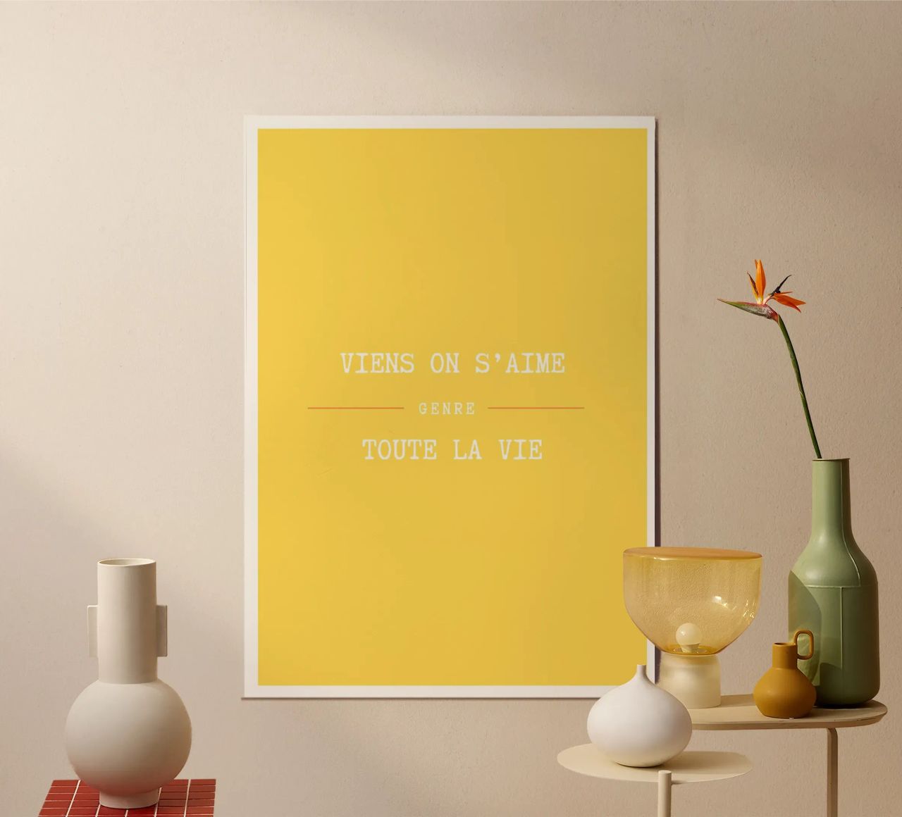 Viens on s'aime (Jaune) poster da Idées & Création