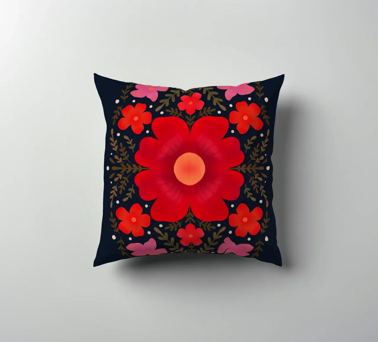 Fiori rosa e rossi cuscino da Wackapacka