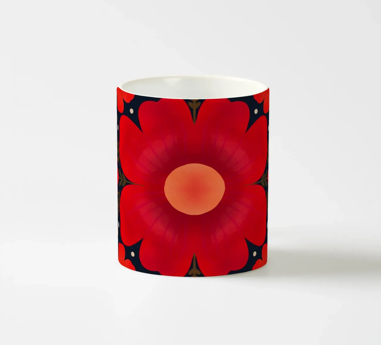 Fiori rosa e rossi tazza in ceramica da Wackapacka