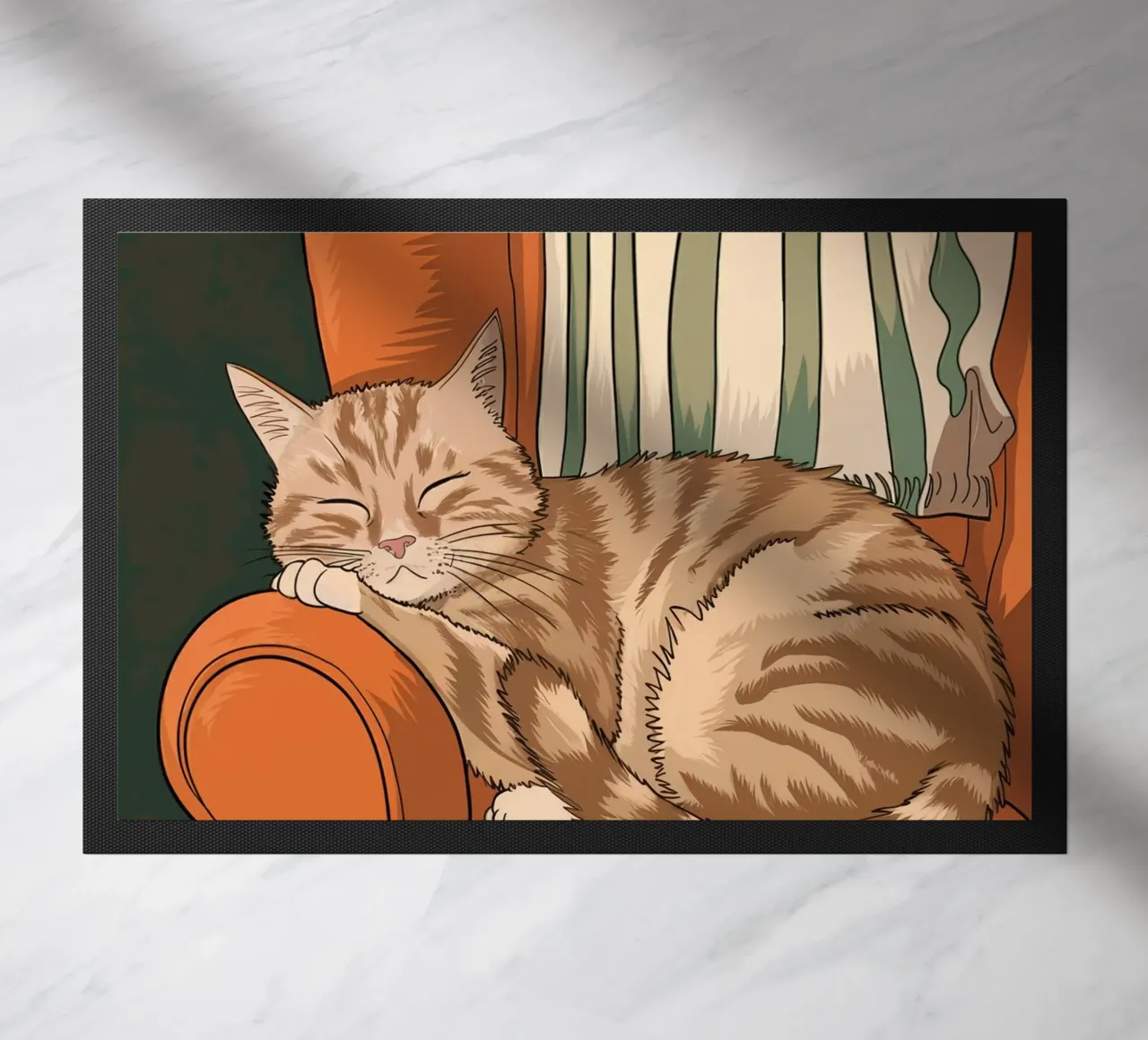 Gatto che dorme su una sedia zerbino da logic