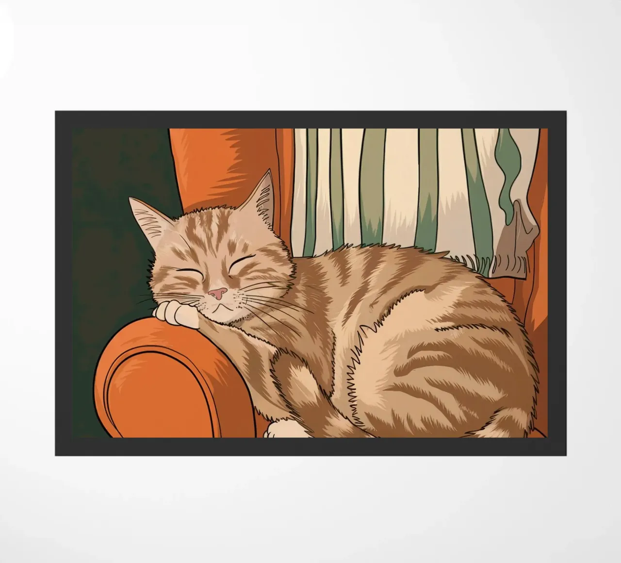 Gatto che dorme su una sedia zerbino da logic
