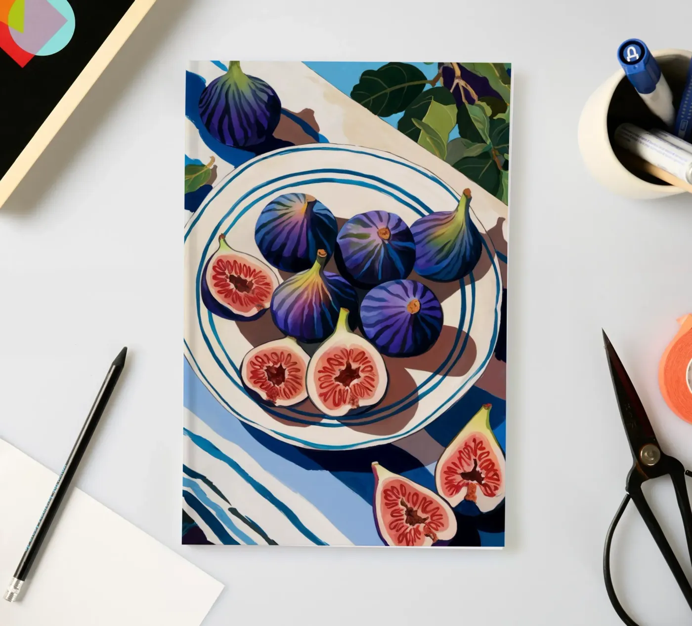 Fresh Figs Wall Art | Botanical Fruit Print notebook by logic
