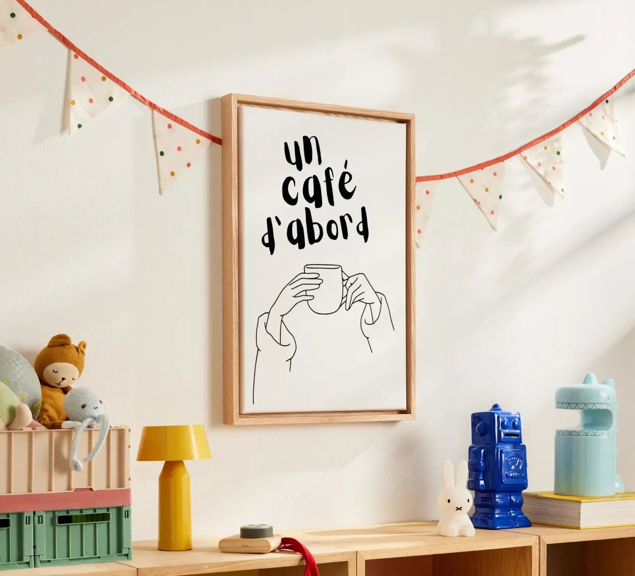 Un café d'abord tela con Cornice a cassetta da Idées & Création