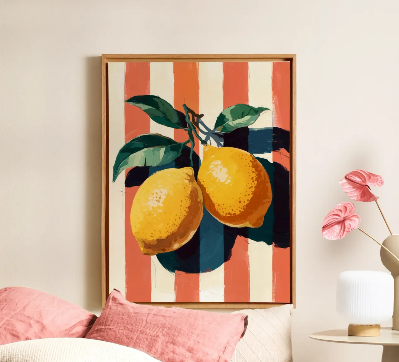 Limoni su una striscia tela con Cornice a cassetta da logic