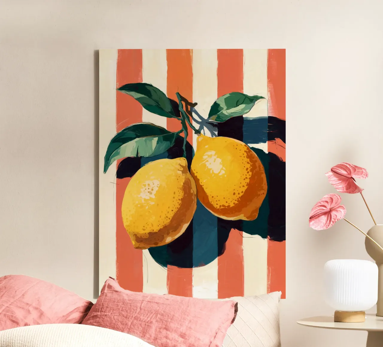 Limoni su una striscia tela con Cornice a cassetta da logic