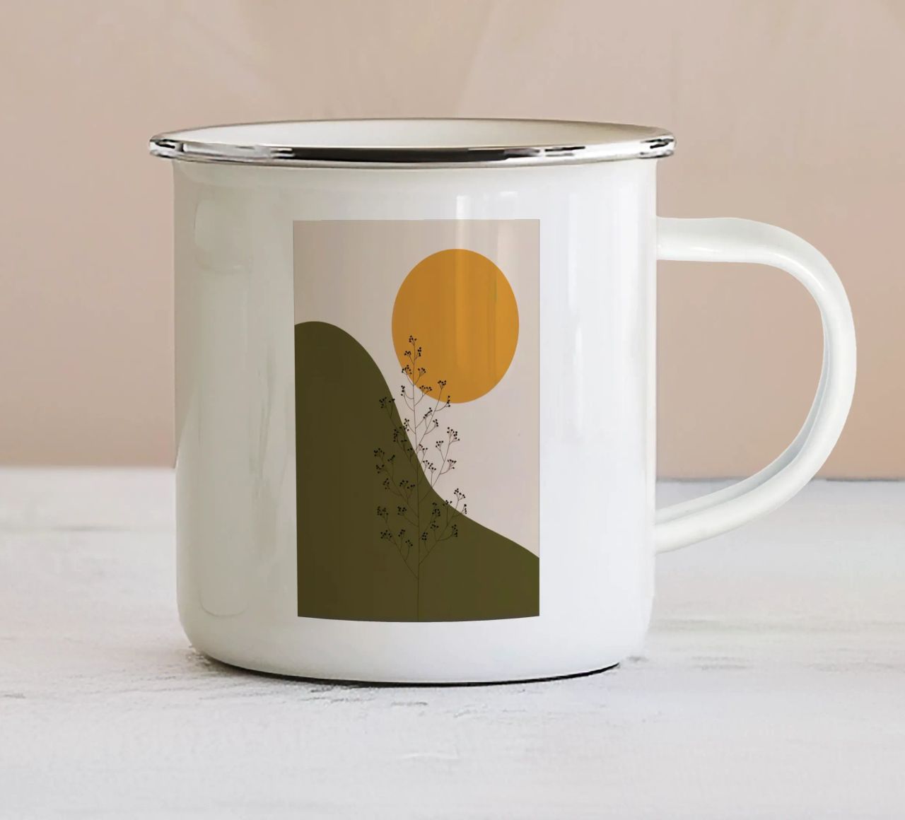 Albero al sole tazza in smalto da logic