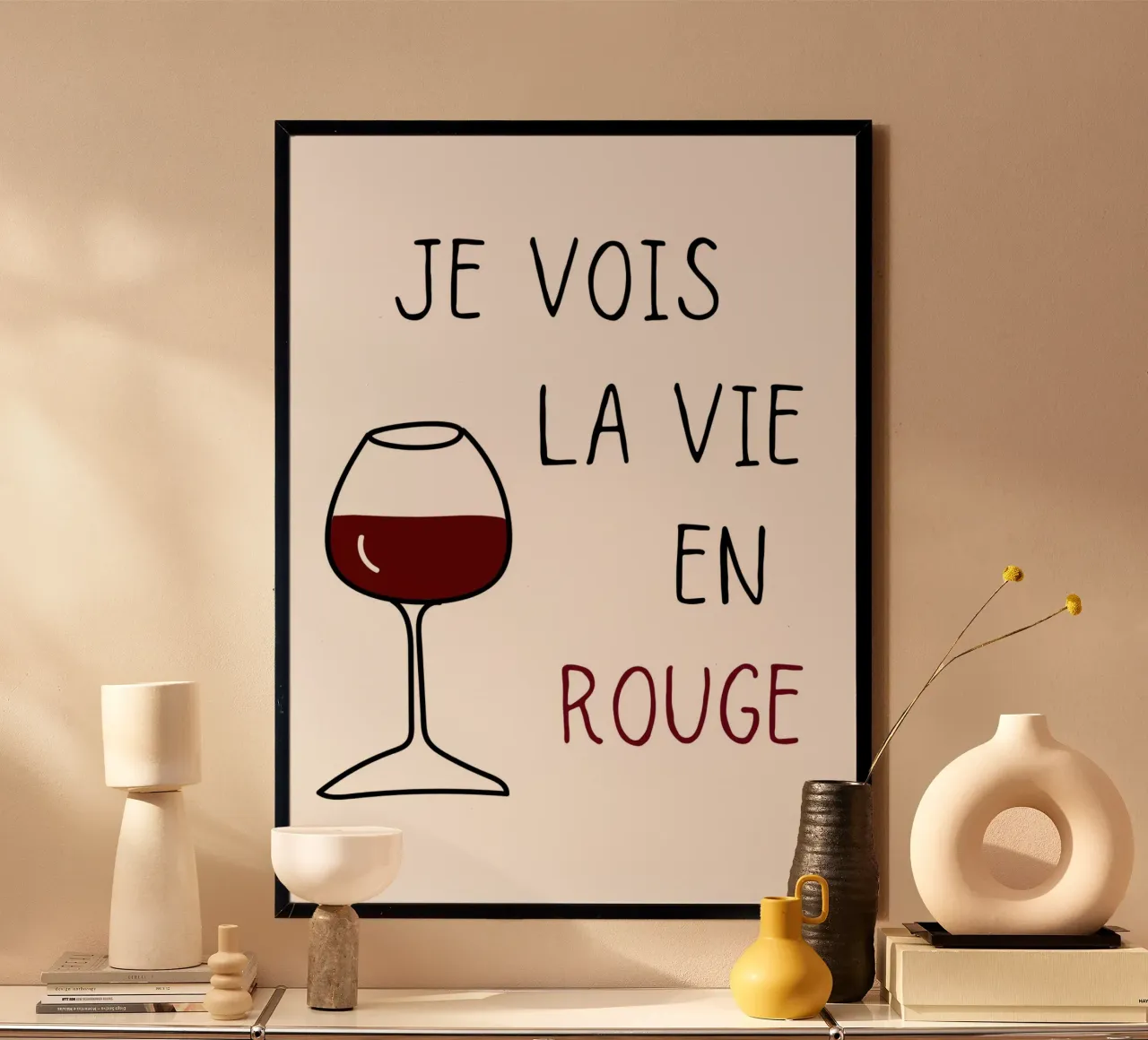La vie en rouge poster con telaio in legno da Idées & Création