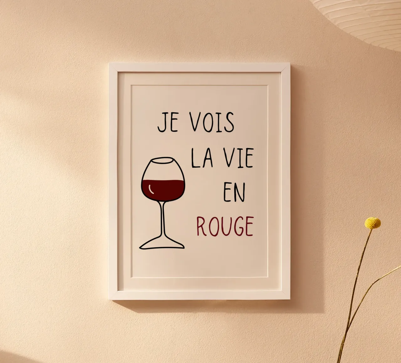 La vie en rouge poster con telaio in legno da Idées & Création