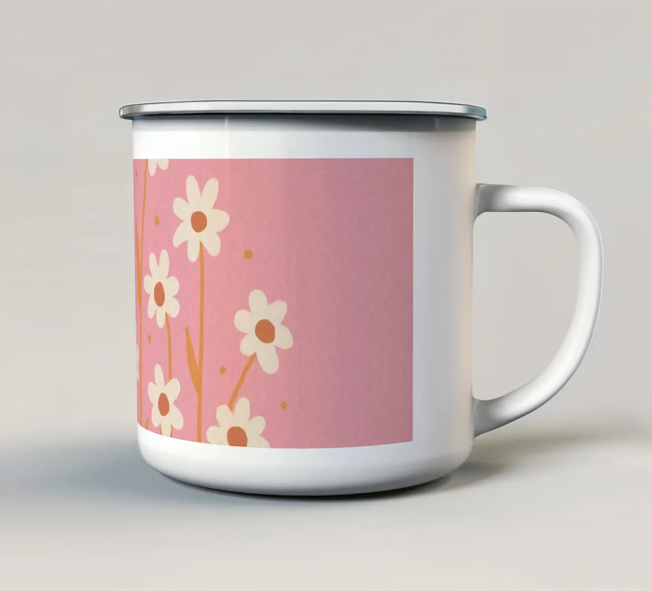 Margherite semplici - rosa e arancione tazza in smalto da Wackapacka
