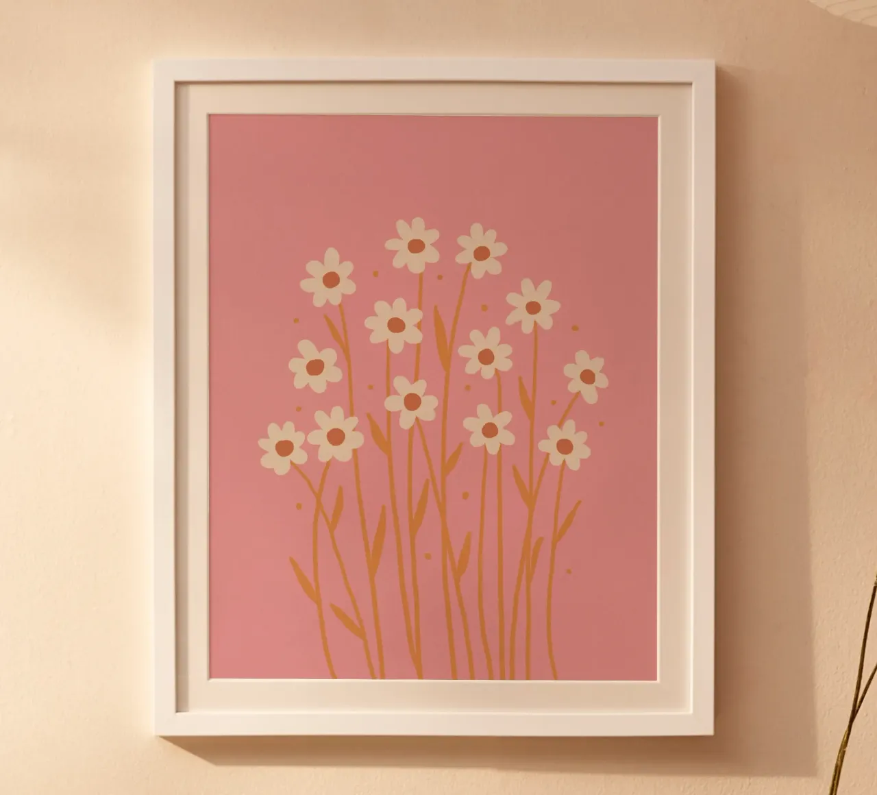 Margherite semplici - rosa e arancione poster con telaio in alluminio da Wackapacka