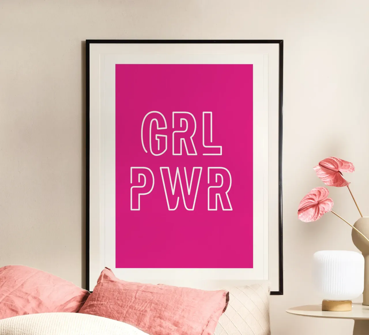 GRL PWR poster con telaio in legno da Idées & Création