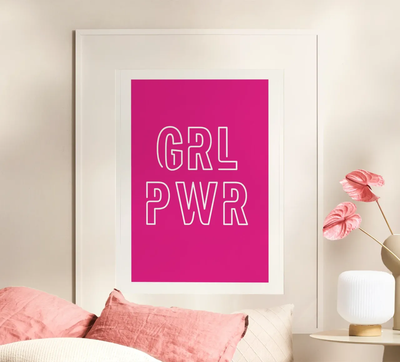 GRL PWR poster con telaio in legno da Idées & Création