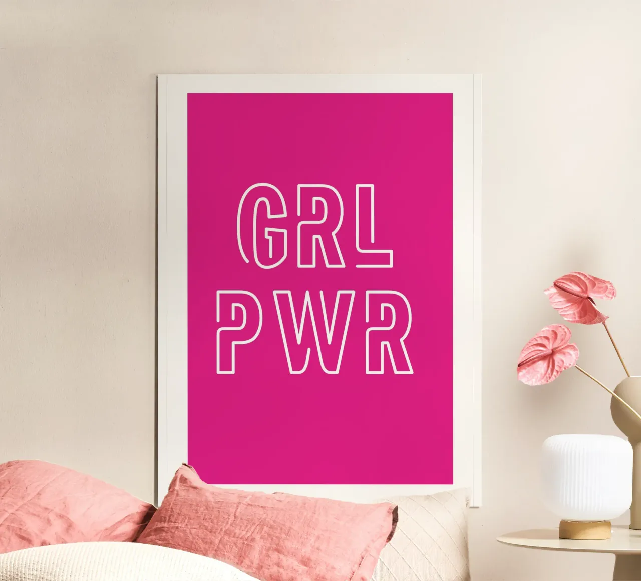 GRL PWR poster con telaio in legno da Idées & Création