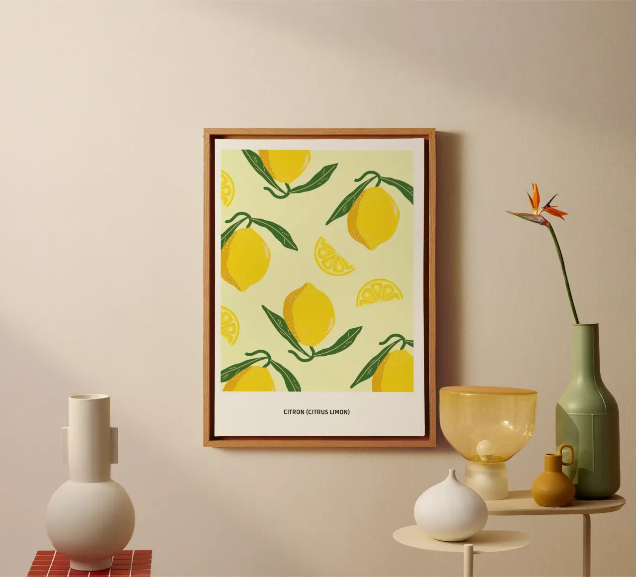 Citrus limon tela con Cornice a cassetta da Idées & Création