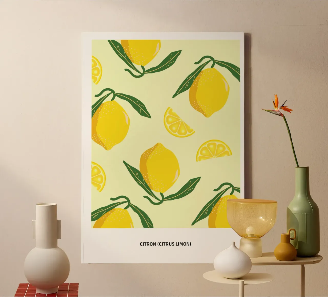 Citrus limon tela con Cornice a cassetta da Idées & Création