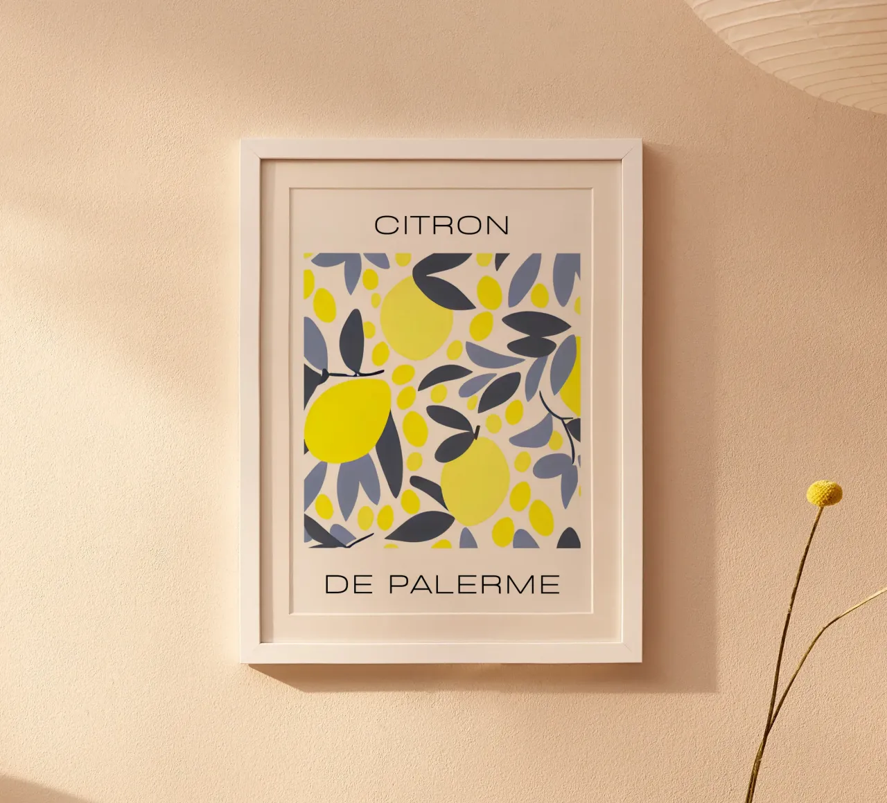 Citron de Palerme poster avec cadre en aluminium de Idées & Création